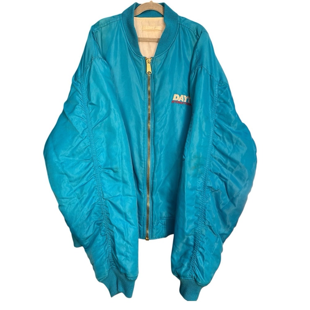 VNTG Y2K Daytona International Speedway NASCAR MA-1 Nylon Bomber Jacket Racing